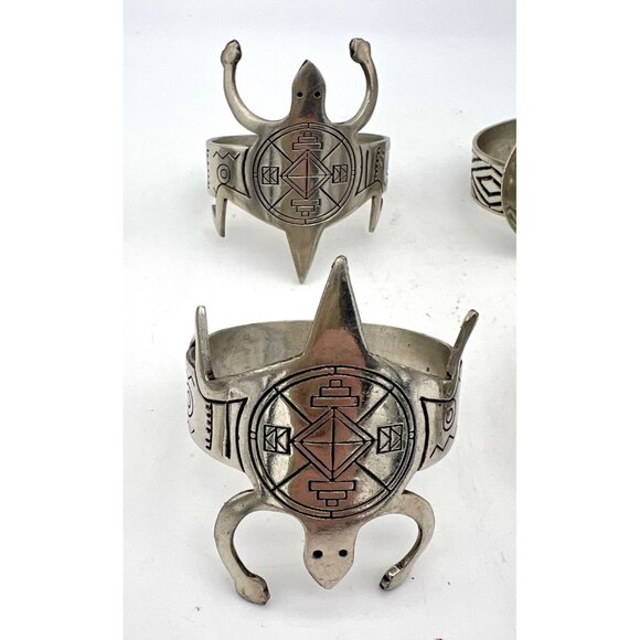 Set Of 6 Southwest Metal Napkin Rings Rabbit Turtle Kokopelli Designs - Picture 3 of 5